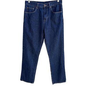 Calvin Klein Mens Dark Wash Relaxed Fit All Cotton Straight Leg Denim Jeans 32x3